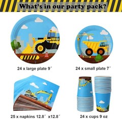 Ultimate 97-Piece Construction Birthday Party Set – Serves 24 Kids’ Guests