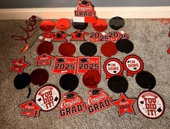 Graduation Party Decorations Red and Black 26 Pieces Class Of 2025