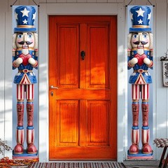Patriotic Nutcracker Door Banner 12×72 Inch Memorial Day Hanging Banner Nutcr…