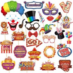 Circus Photo Booth Props 30 PCS Funny Carnival Selfie Props Party Decoration