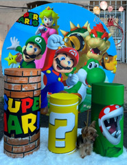 Themed Round Backdrops w/ Matching Cylinder Covers-Many Designs Party Decor Set