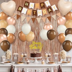 Brown Decorations,Happy Banner Beige Cream Neutral Boho Balloons Fringe Curta…