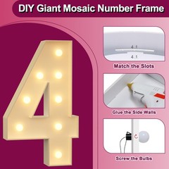 1 PCS 3FT Foam Board Number 4 Light Up Marquee Number Birthday Party Decor