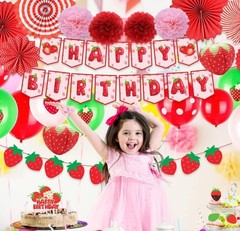 Strawberry Shortcake Birthday Decorations – Banner Cake Toppers Balloons Pape…