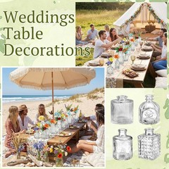36 PCS Artificial Silk Wildflower Table Centerpiece Flowers Vases Wedding