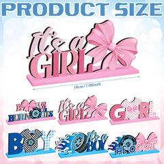 6 Pcs Burnouts or Bows Gender Reveal Party Wooden Centerpieces Table Toppers for