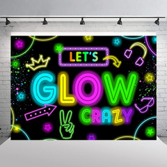 Neon Glow Party Decorations Supplies Backdrop 7X5Ft Glow in the Dark Let’S Glow