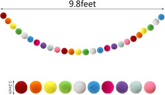 2 Pieces Alphabet Garland Rainbow ABC Wall Decor Colorful Pom Pom Garland 26 Bal