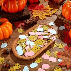 500PCS Fall Gender Reveal Decorations Pumpkin Confetti Baby Shower Gold Blue