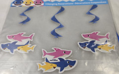 BABY SHARK Happy Birthday Banner 6.75 ft- + 3 hanging Decorations- LOT – NEW