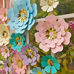 Pastel Paper Flower for Wall Decor Easter Flowers Supplies Birthday Bridal Baby