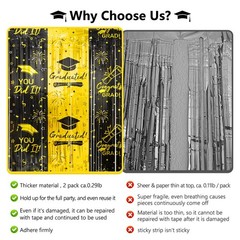 2 Pack Black Gold Graduation Tinsel Foil Fringe Curtain Backdrop 3.3×6.6 FT