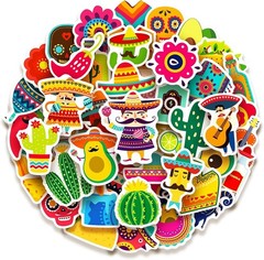 100 Pack Mexican Fiesta Stickers, Mexican Taco Cinco De Mayo Party Favors New