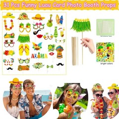 Large Summer Luau Photo Booth Props Set, Funny Hawaiian Sunglasses, Tropical