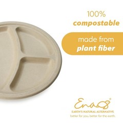 100% Compostable Disposable Paper Plates Bulk [10″ 3-Comp 50 Pack], Bamboo Pl…