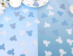Blue Bodysuit Confetti – Blue Gingham Baby Shower Confetti,Baby Shower Decoratio