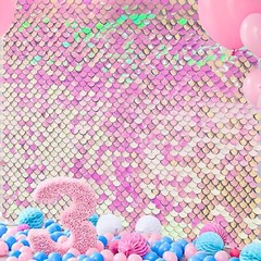 COKAOBE 24 Pcs Iridescent Pink Rainbow Shimmer Wall Backdrop