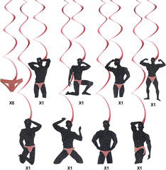 Bachelorette Party Decorations Supplies, Rose Gold Funny Male Hanging Swirls Par