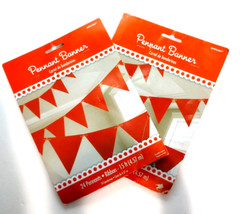 Party Decor Two Pack 24 Orange Pennant Ribbon – 15 ft (24 fanions each pack)