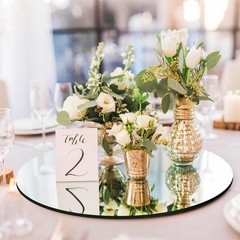 17 PCS Round Mirror Centerpieces Tables 10″ 12″ Acrylic Circle Tray Plates