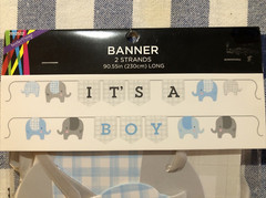 New Elephant It’s A Boy Table Decor and Banner Blue Gray White
