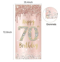 70th Birthday Decorations(Rose-Gold&Black)