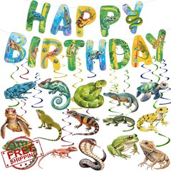 Adecortalk Reptile Jungle Birthday Banner Swirls