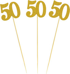 12PCS 50Th Birthday Centerpiece Sticks Glitter Number 50 Table Centerpieces Flow