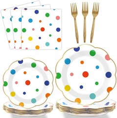 96 Pcs Floral Polka Dot Tableware Set – Perfect for Birthdays and Weddings
