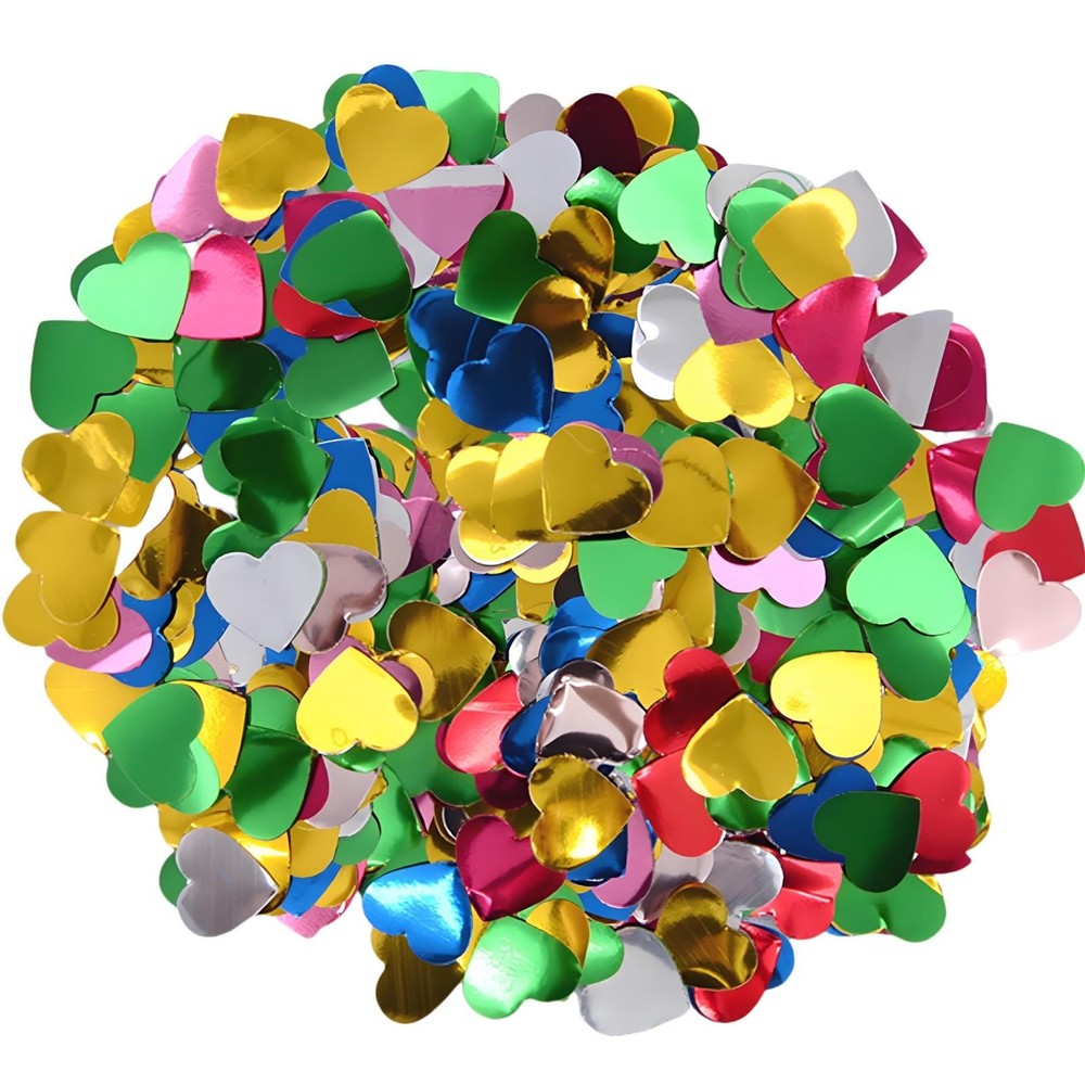 Metallic Rainbow Heart Confetti 0.59 Inch 2.12 oz Foil Decorations Wedding