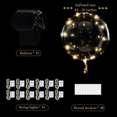 Light Up LED Balloons 12 Pack – 22″ Clear Bobo Balloons with 10ft Warm White …