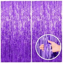 2 Pack Backdrop Tinsel Streamers Foil Fringe 39.4″w X 78.7″l (Pack of 2) Purple