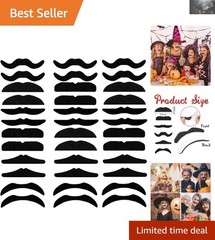 Create Joy with 48 Self-Adhesive Mustaches – Perfect for Cosplay & Family Events