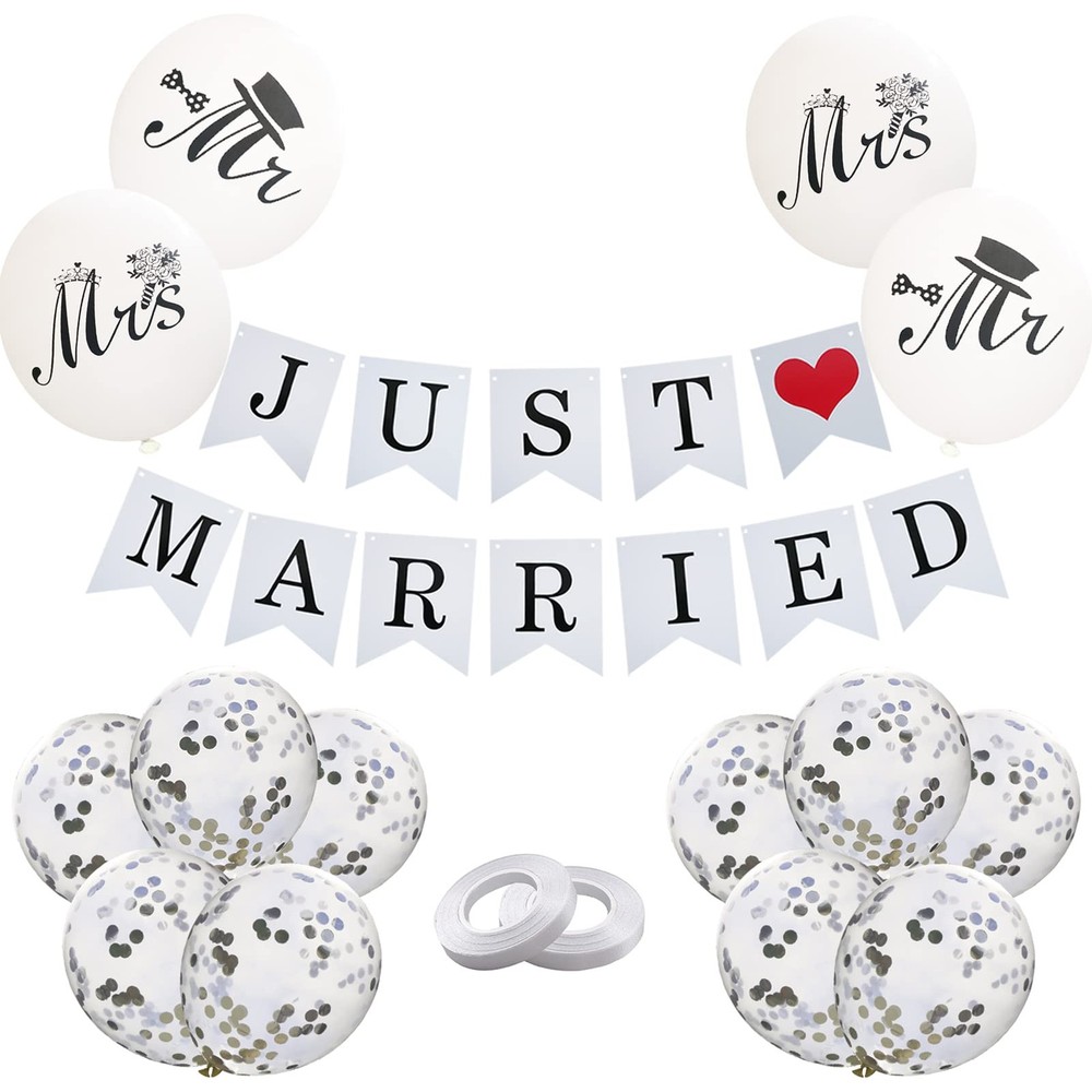 Just Married Decorations JUST MARRIED Wedding Party Decoration Car Decor Whit…