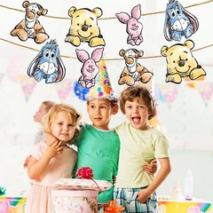 Baby Shower Banner Decorations Birthday Party Supplies 8PCS Cute Bear Cards