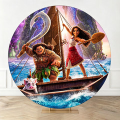 Round Backdrop Cover Moana Beach Photography Birthday Party Background Props