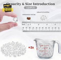 Fake Ice, 150PCS Fake Diamonds, Plastic Diamonds Acrylic Rocks Vase Fillers for