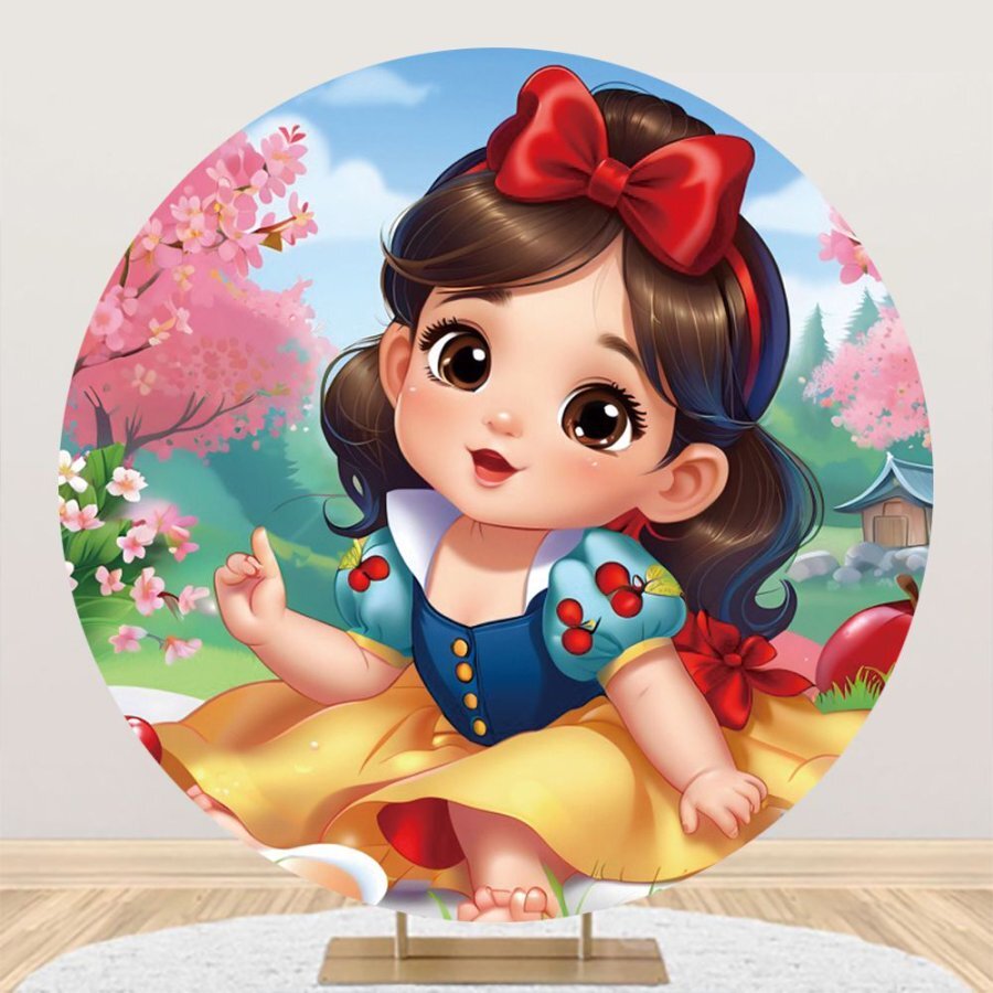 Round Baby Snow White Backdrop Cover Birthday Party Background Photo Booth Props