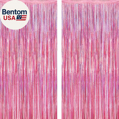 2 Pack Glitter Pink Backdrop, 3.28 FT X 7.05 FT Birthday Party Decorations, Lase