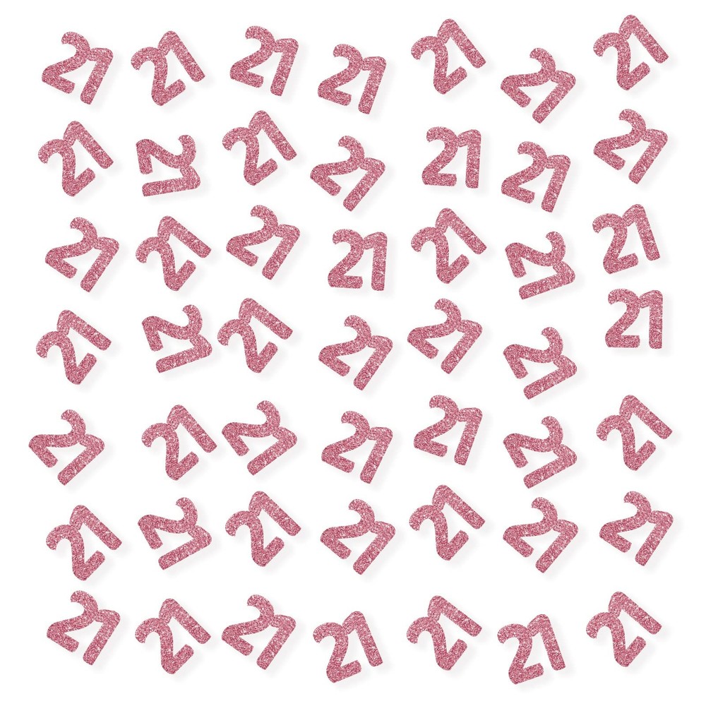 100 PCS Number 21 Confetti Pink Glitter Paper Scatter 21st Birthday Decor