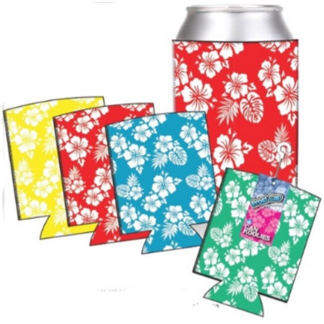 Hawaiian Print Beer Can Holder Sleeves – Brand New – Bulk Discounts