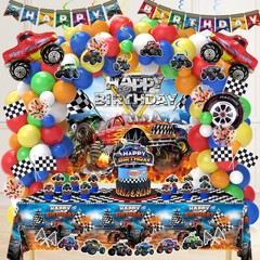Monster Truck Birthday Decorations, Machines Jam Party Decoration Supplies in…
