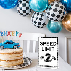 Race Car Birthday Decor – Speed Limit 2 Acrylic Sign with Stand, 8×12 inches