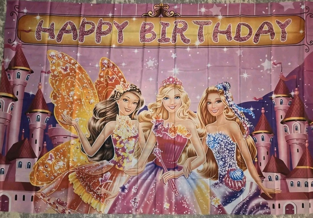 Doll Theme Happy Birthday Banner 3×4.5 Ft