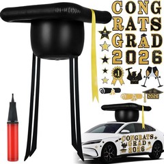 27pcs Graduation Car Decoration Set – Inflatable Cap, Magnetic Decor for Class o