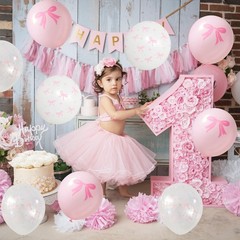 Pink Bow Balloons, 35PCS Light Pastel Pink Clear White Bow Latex Balloon for …