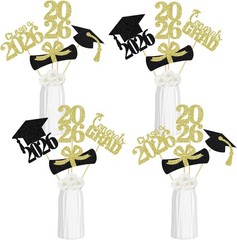 Stylish 24-Piece Gold Glitter Table Centerpieces for Graduation Parties 2026