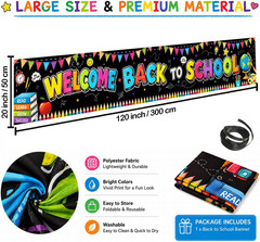 Large Welcome Back to School Banner 120X20 Inch Polyester Fabric, Back to School