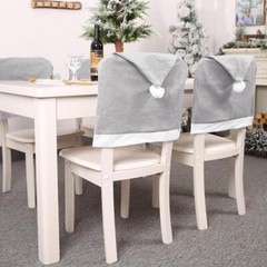 6x Christmas Grey Santa Hat Chair Covers Dinner Table Home Décor Ornaments Gift