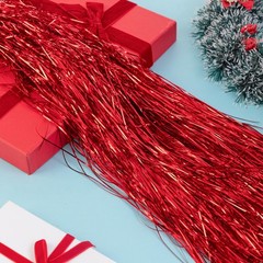Red Metallic Christmas Tinsel Icicles Foil Fringe Tree Decor 3000 Strands